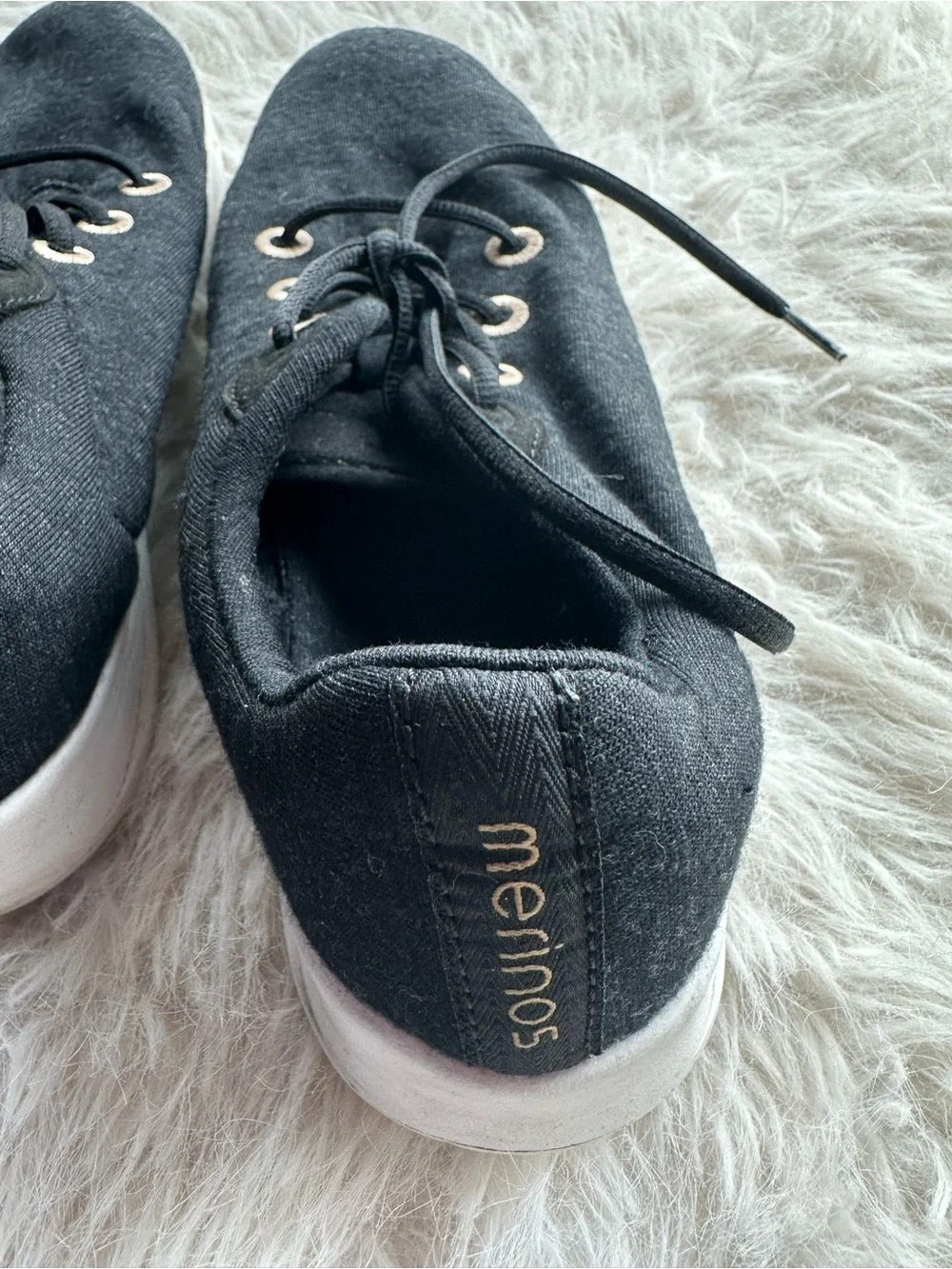 Merinos Australian handmade Black Wool Lace-Up Sneakers with Metal Eyelets 8